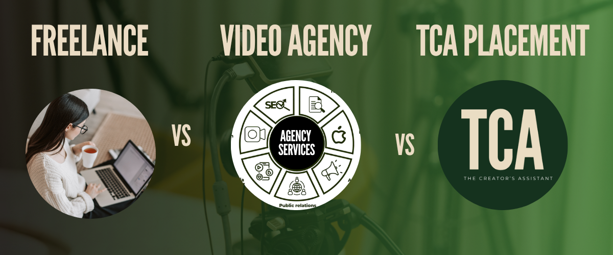 THE CREATORS Assistant video editor vs freelance vs agency